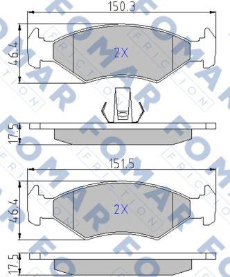 FOMAR Friction FO 633681 - Тормозные колодки, дисковые, комплект autospares.lv