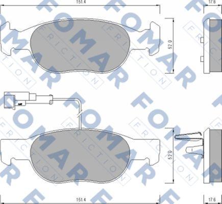 FOMAR Friction FO 624381 - Тормозные колодки, дисковые, комплект autospares.lv