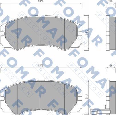 FOMAR Friction FO 621781 - Тормозные колодки, дисковые, комплект autospares.lv