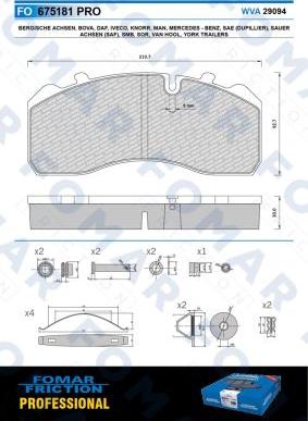 FOMAR Friction FO 675181 - Тормозные колодки, дисковые, комплект autospares.lv