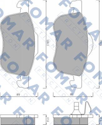 FOMAR Friction FO 673481 - Тормозные колодки, дисковые, комплект autospares.lv