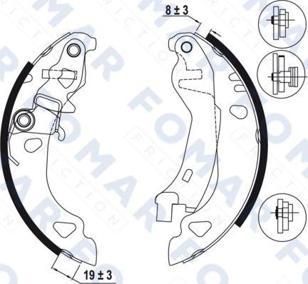 FOMAR Friction FO 0585 - Комплект тормозных колодок, барабанные autospares.lv