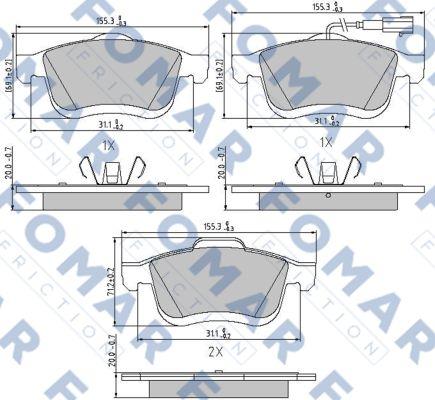 FOMAR Friction FO 894881 - Тормозные колодки, дисковые, комплект autospares.lv