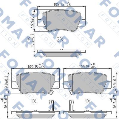 FOMAR Friction FO 896881 - Тормозные колодки, дисковые, комплект autospares.lv