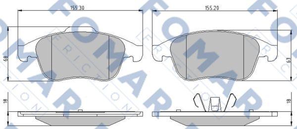 FOMAR Friction FO 896381 - Тормозные колодки, дисковые, комплект autospares.lv