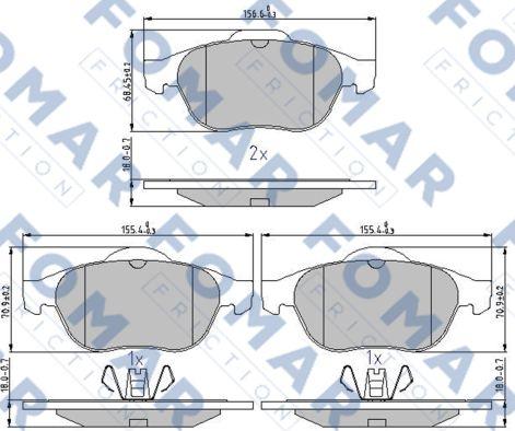 FOMAR Friction FO 897081 - Тормозные колодки, дисковые, комплект autospares.lv