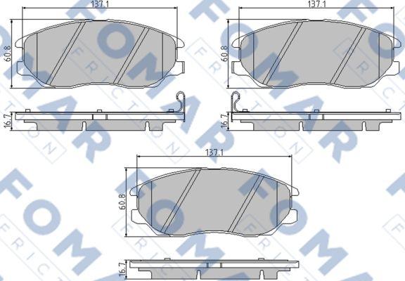 FOMAR Friction FO 847681 - Тормозные колодки, дисковые, комплект autospares.lv