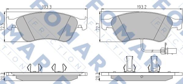 FOMAR Friction FO 858881 - Тормозные колодки, дисковые, комплект autospares.lv