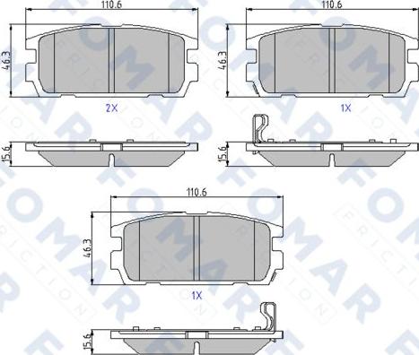 FOMAR Friction FO 858281 - Тормозные колодки, дисковые, комплект autospares.lv