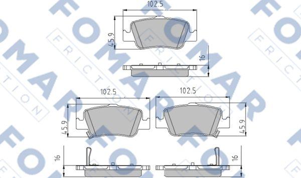 FOMAR Friction FO 862581 - Тормозные колодки, дисковые, комплект autospares.lv