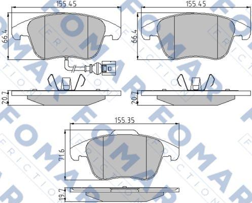 FOMAR Friction FO 862081 - Тормозные колодки, дисковые, комплект autospares.lv