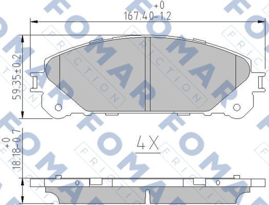 FOMAR Friction FO 862883 - Тормозные колодки, дисковые, комплект autospares.lv