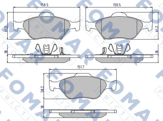 FOMAR Friction FO 800281 - Тормозные колодки, дисковые, комплект autospares.lv