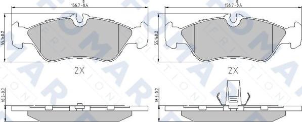 FOMAR Friction FO 886281 - Тормозные колодки, дисковые, комплект autospares.lv