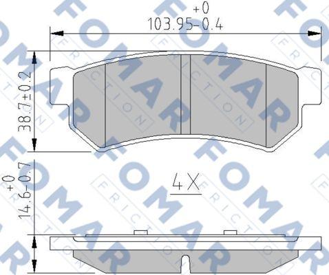 FOMAR Friction FO 887683 - Тормозные колодки, дисковые, комплект autospares.lv