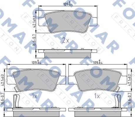 FOMAR Friction FO 874281 - Тормозные колодки, дисковые, комплект autospares.lv