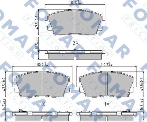 FOMAR Friction FO 244681 - Тормозные колодки, дисковые, комплект autospares.lv