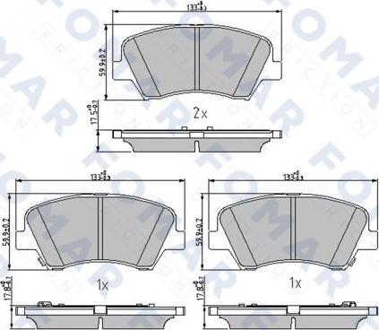 FOMAR Friction FO 244281 - Тормозные колодки, дисковые, комплект autospares.lv