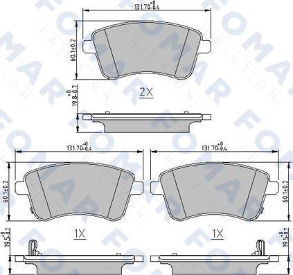 FOMAR Friction FO 250981 - Тормозные колодки, дисковые, комплект autospares.lv