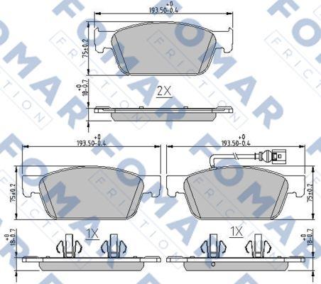 FOMAR Friction FO 251181 - Тормозные колодки, дисковые, комплект autospares.lv