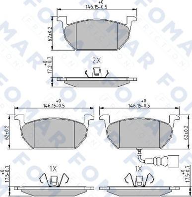 FOMAR Friction FO 264981 - Тормозные колодки, дисковые, комплект autospares.lv