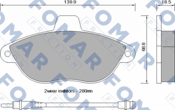 FOMAR Friction FO 742581 - Тормозные колодки, дисковые, комплект autospares.lv