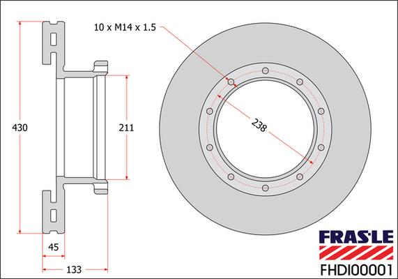 FRAS-LE FHDI00001 - Тормозной диск autospares.lv