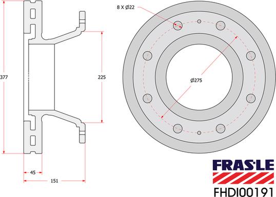 FRAS-LE FHDI00191 - Тормозной диск autospares.lv