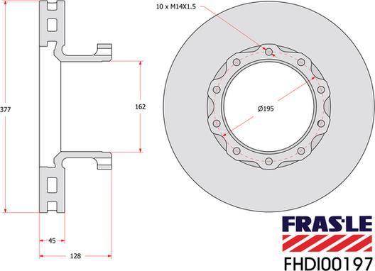 FRAS-LE FHDI00197 - Тормозной диск autospares.lv