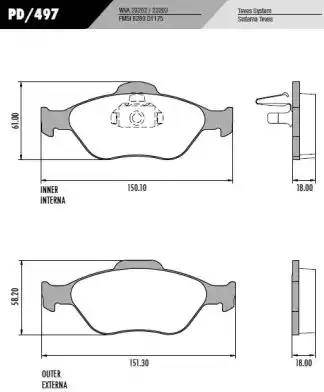 FRAS-LE PD/497 - Тормозные колодки, дисковые, комплект autospares.lv