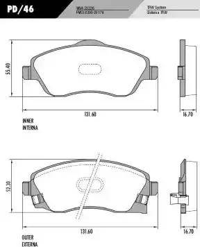 FRAS-LE PD46 - Тормозные колодки, дисковые, комплект autospares.lv