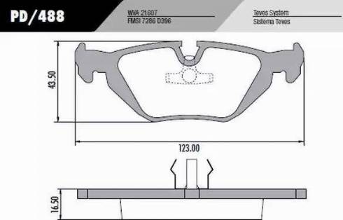 FRAS-LE PD488 - Тормозные колодки, дисковые, комплект autospares.lv