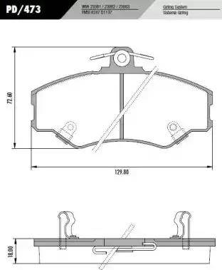 FRAS-LE PD473 - Тормозные колодки, дисковые, комплект autospares.lv