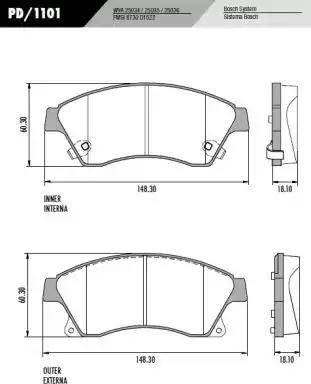 FRAS-LE PD/1101 - Тормозные колодки, дисковые, комплект autospares.lv