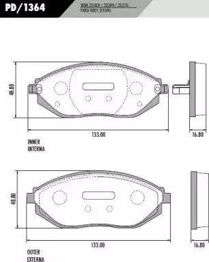 FRAS-LE PD1364 - Тормозные колодки, дисковые, комплект autospares.lv