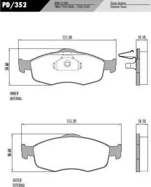 FRAS-LE PD/352 - Тормозные колодки, дисковые, комплект autospares.lv