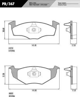 FRAS-LE PD367 - Тормозные колодки, дисковые, комплект autospares.lv