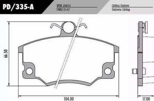 FRAS-LE PD335A - Тормозные колодки, дисковые, комплект autospares.lv