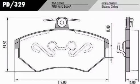 FRAS-LE PD329 - Тормозные колодки, дисковые, комплект autospares.lv