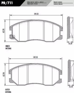 FRAS-LE PD/711 - Тормозные колодки, дисковые, комплект autospares.lv