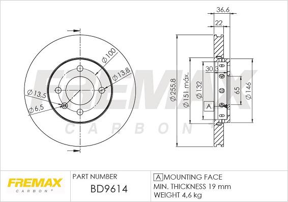 FREMAX BD-9614 - Тормозной диск autospares.lv