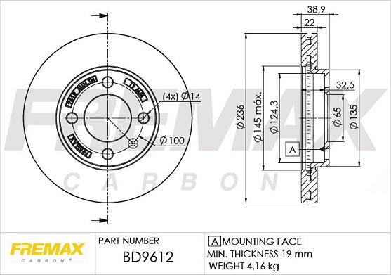 FREMAX BD-9612 - Тормозной диск autospares.lv