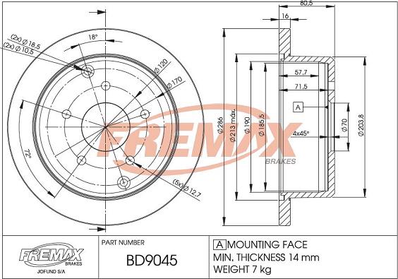 FREMAX BD-9045 - Тормозной диск autospares.lv