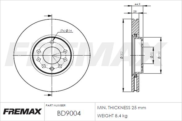 FREMAX BD-9004 - Тормозной диск autospares.lv