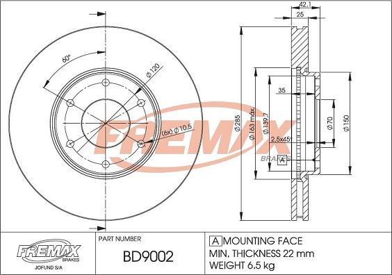 FREMAX BD-9002 - Тормозной диск autospares.lv