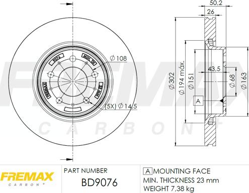 FREMAX BD-9076 - Тормозной диск autospares.lv