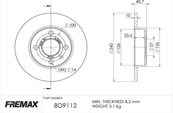 FREMAX BD-9112 - Тормозной диск autospares.lv