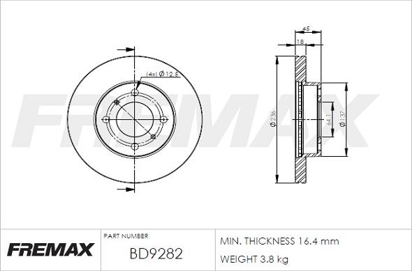 FREMAX BD-9282 - Тормозной диск autospares.lv
