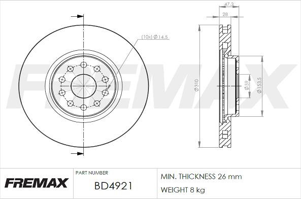 FREMAX BD-4921 - Тормозной диск autospares.lv