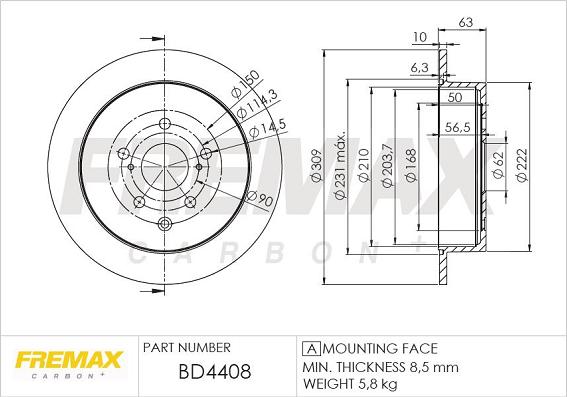 FREMAX BD-4408 - Тормозной диск autospares.lv